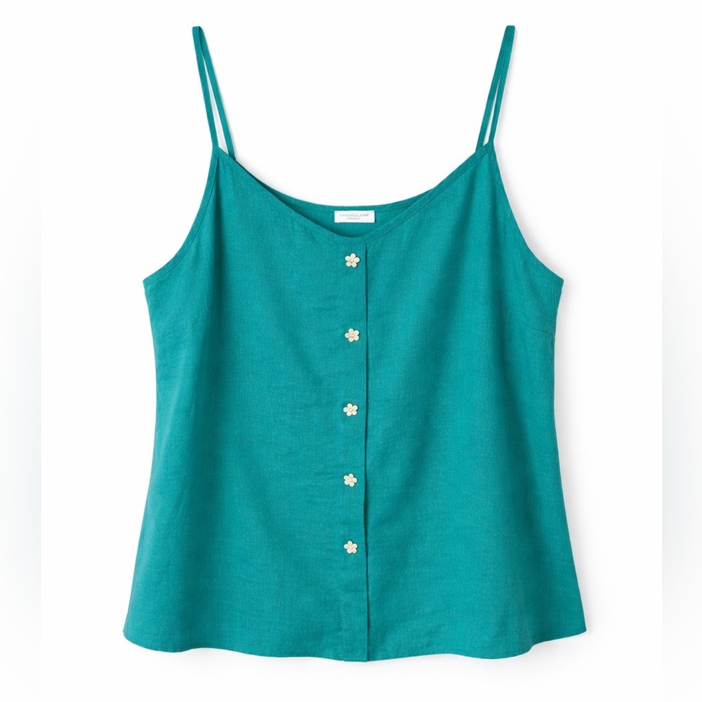 Chic Soul Teal Linen Blend Cami Boho Coastal Plus Size 3X Tank Top Muted
